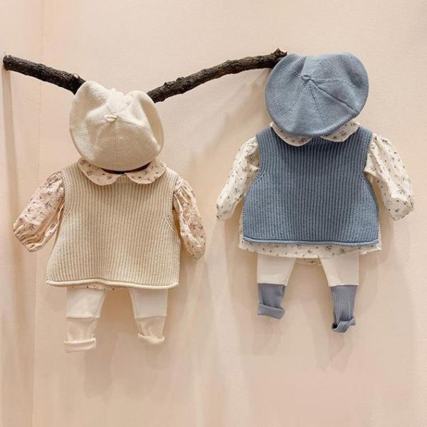 

baby girls solid sleeveless pullover sweaters baby boys knit vest sweaters kids sweater toddler autumn outerwear, Blue