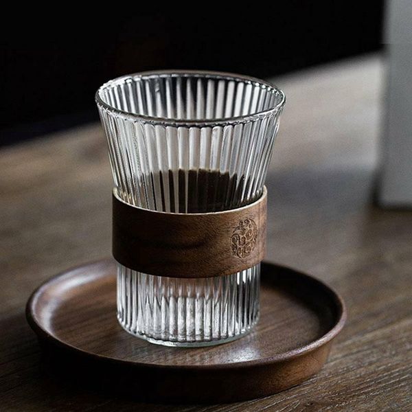 

wine glasses 300ml heat resistant tumbler glass cup water bottle kitchen drinking bar accessories vertical grain design drinkware