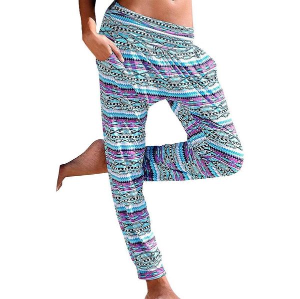 

women's pants & capris floral print women's loose casual harem mid elastic waist sports leisure time running trousers, Black;white