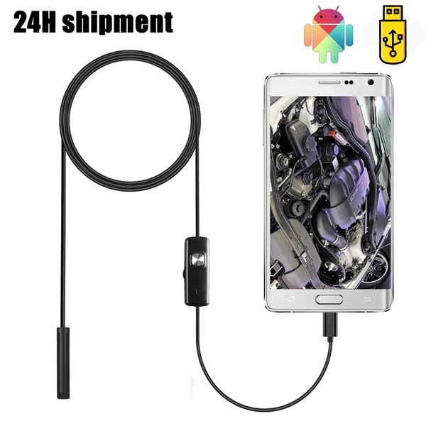 

7mm 5.5mm endoscope camera flexible ip67 waterproof micro usb industrial endoscope camera for android phone pc 6led adjustable, Black;white