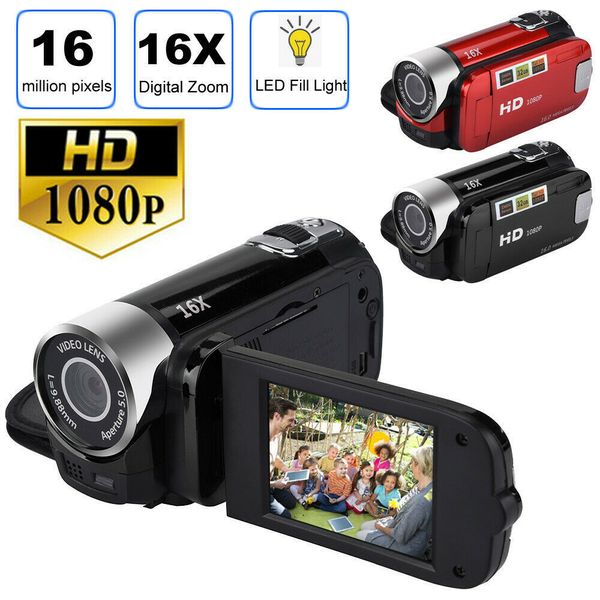 Digitaler Camcorder, Videokamera, 1080P, Full HD, 16 Millionen Pixel, DV-Bildschirm, 16-facher Zoom für Nachtaufnahmen, integriertes Lautsprechermikrofon