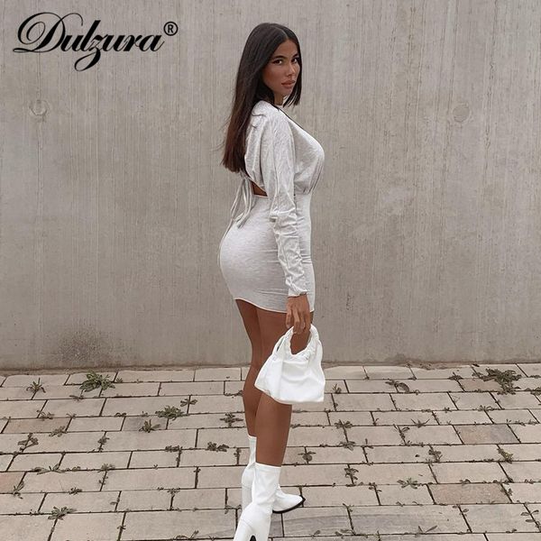 

lace up hollow out women long sleeve sweatshirt mini dress bandage bodycon casual streetwear 2021 autumn winter, Black;white