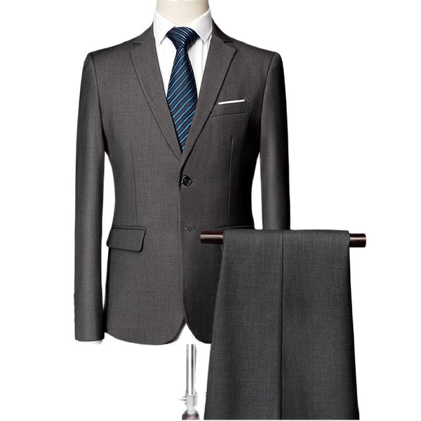 

men's suits & blazers male suit wedding four seasons casual two piece set with flat collar single breasted pocket trim 11 color m-6xl, White;black