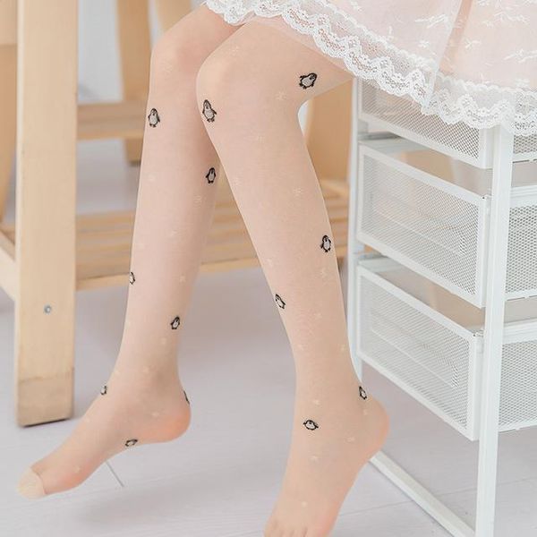 

footies children pantyhose summer tights girls cute cartoon ultra-thin stockings anti-hook dance, Blue
