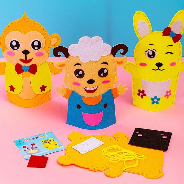 Partybevorzugung 10 Stück Kinder Kinder Tierhandpuppen Theater Geburtstagszubehör Mädchen Jungen Kleinkind handgefertigte DIY-Materialien