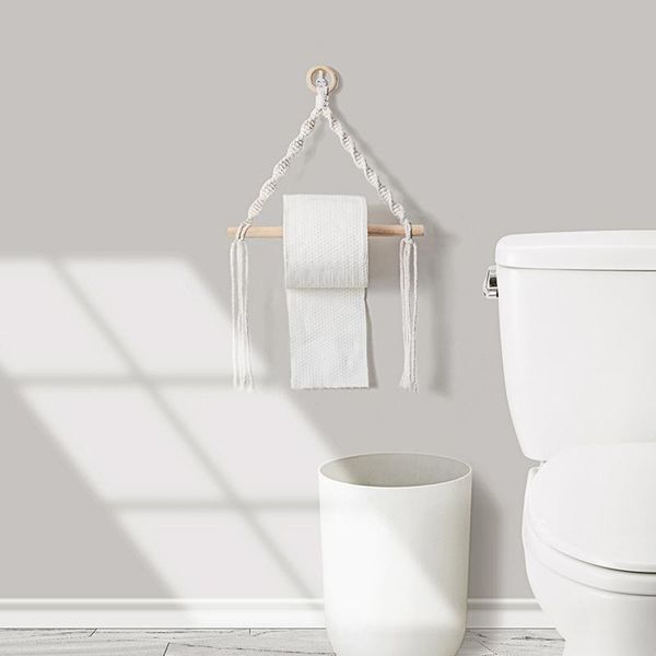

toilet paper holders nordic holder dispenser hand-woven tapestry macrame wall hanging bathroom towel rack decoration