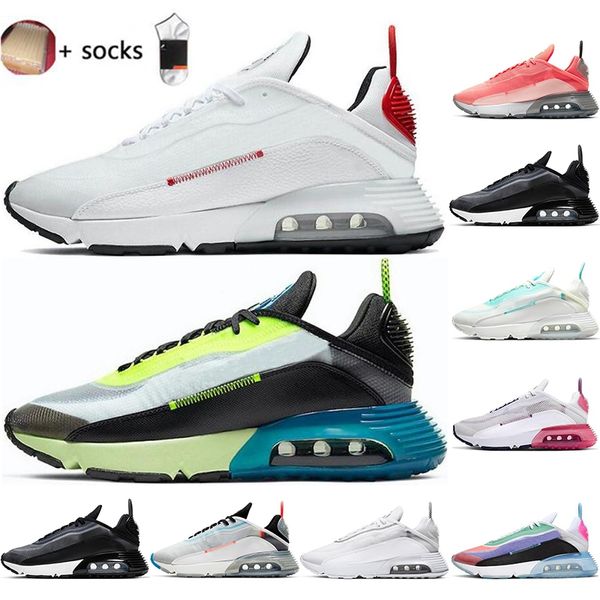 

with box 2090s running shoes women men black anthracite be true aurora green magma orange mens trainers womens breathable sports sneakers, White;red