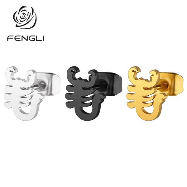 

stud fengli silver black punk scorpion earring for women men hip hop earrings party birthday fashion jewelry, Golden;silver