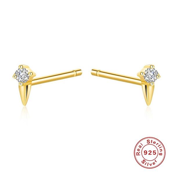 

stud aide fashion simple mini zircon earrings 925 sterling silver for women korea earring fine jewelry pendientes oorbellen, Golden;silver
