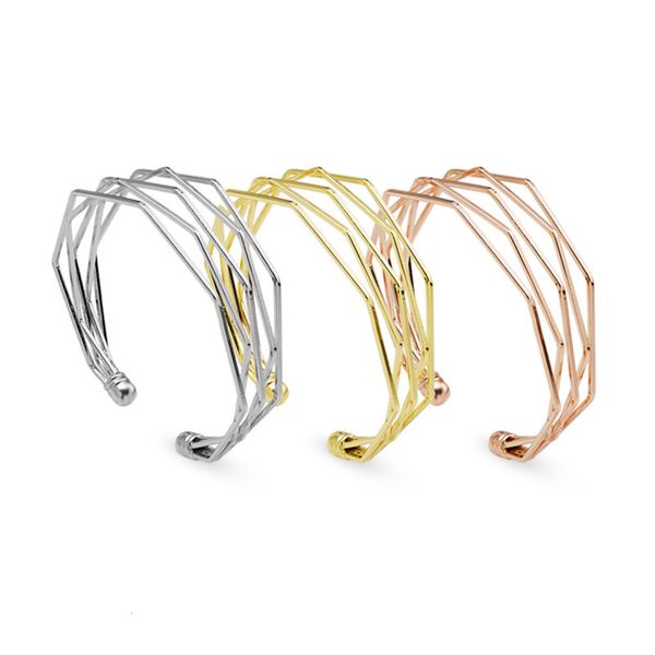 

hand catenary minimalist style, solid geometry, multi diamond opening bracelet, multi-layer water caltrop lovers bracelet, Golden;silver
