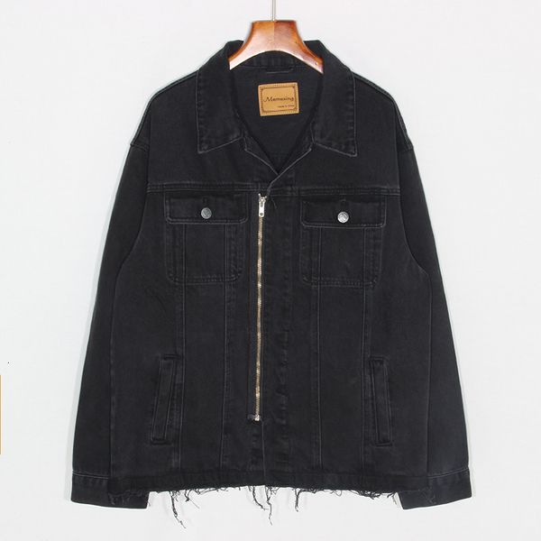 

jacket spring korean fashion black denim women big size loose outerwear burrs hem jeans jacket coat female chaqueta mujer, Black;brown