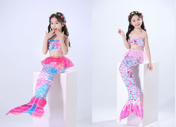 Costume da bagno a sirena colorato in due pezzi per ragazze Coda di sirene con pinne Bikini Set 2-11T Costume da bagno per principessa per bambini 2 stile