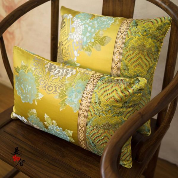

hipping pillow case luxury blue peony embroidery wedding room sofa chair bedding l decorative cushion cover pillowslip