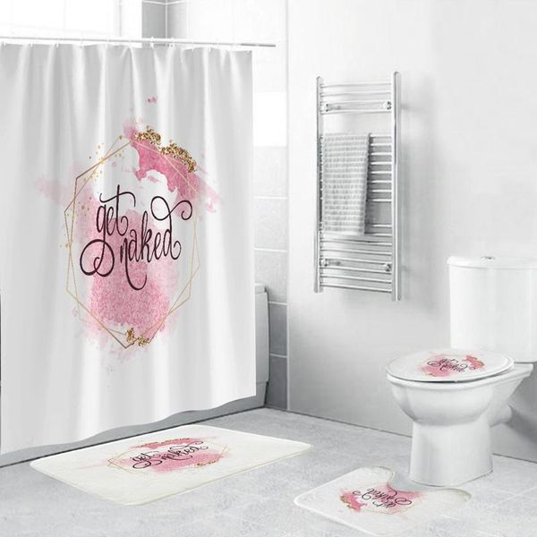 

shower curtains "get naked" girls white bath curtain durable fabric soft 4 piece bathroom toilet mat set with hook