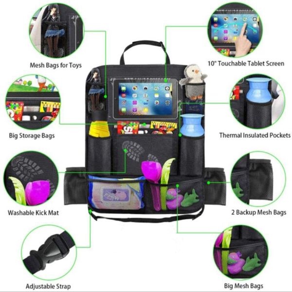 

car organizer net seat bag storage multi pocket arrangement back chair holder