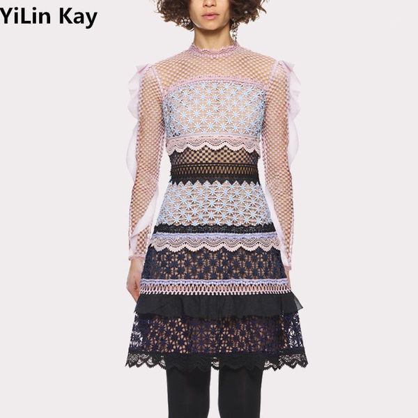 

casual dresses logo high-end custom self portrait party spring fashion runway 2021 women's autumn lace dress, Black;gray