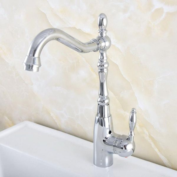 

polished chrome brass swivel single handle deck mounted kitchen wet bar bathroom vessel sink faucet mixer tap one hole asf827 faucets