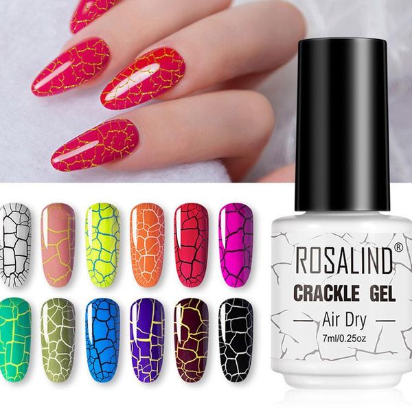 

nail gel crackle polish for art manicure set air dry need base, Red;pink