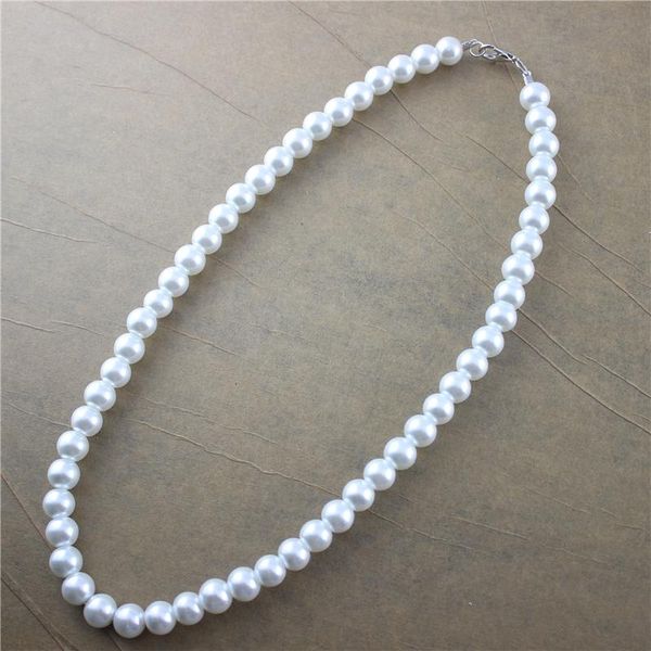 

chokers pearl necklaces for women 8mm simulated chain necklace collier femme choker wedding bridal jewelry party gifts bijoux, Golden;silver