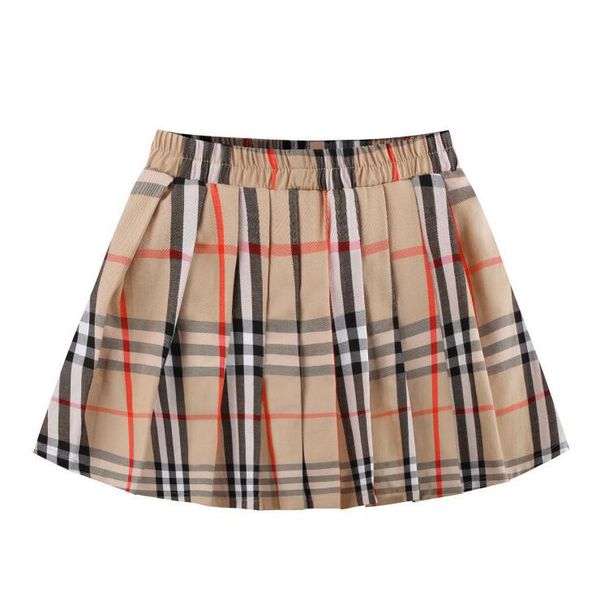 

girls' summer pleated short skirt cotton plaid clothes, Blue