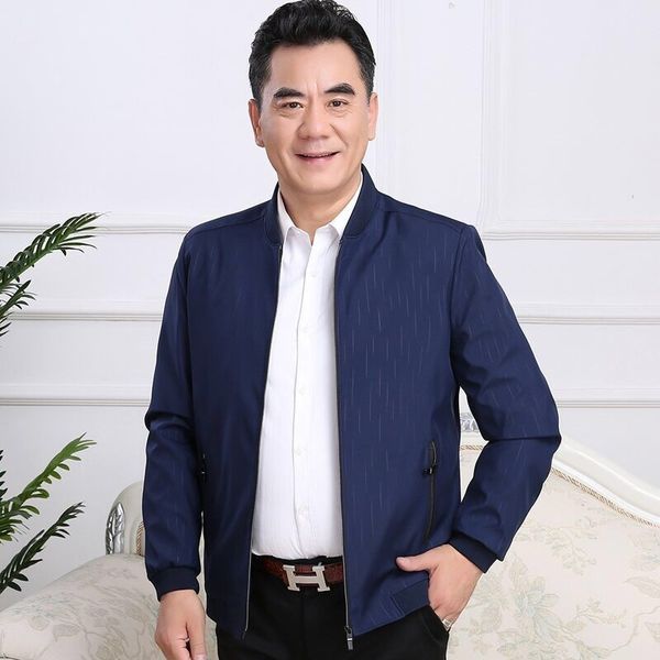 

men's jacket father spring and autumn middle aged coat casual thin father's clothes, Black;brown