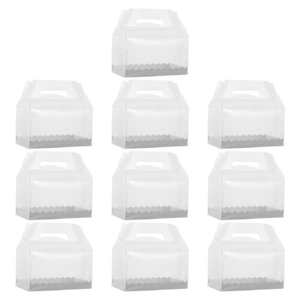 

10pcs transparent cake boxes plastic dessert packaging cases gift wrap