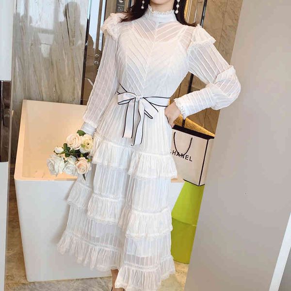 

women long autumn elegant dress in white lace cocktail party dressing gown femme vintage designer chiffon dresses jgrz, Black;gray