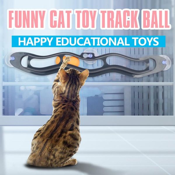 

cat toys interactive track ball window suction cup toy