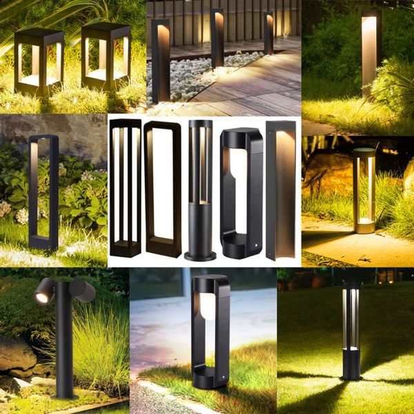 

40/60cm led garden pillar light outdoor villa park stand post lawn patio fence courtyard landscape pathway bollard lights lamps
