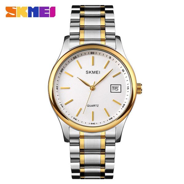 

fashion couple watches men women gift set stainless steel clock his her waterproof quartz wrist 1692 1693 wristwatches, Slivery;brown