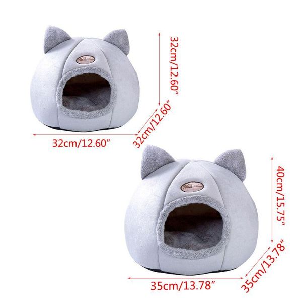 

cute foldable cat bed nest indoor dog house removable semi-closed mattress cage beds & furniture