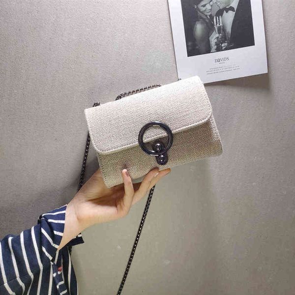 

spring summer small bag women's fashion korean version canvas versatile menger single shoulder handbag chain square