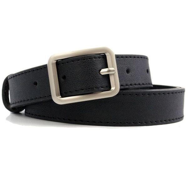 

belts 2021 2.4cm wide leather waist strap belt black brown women square metal buckle ladies female for jeans