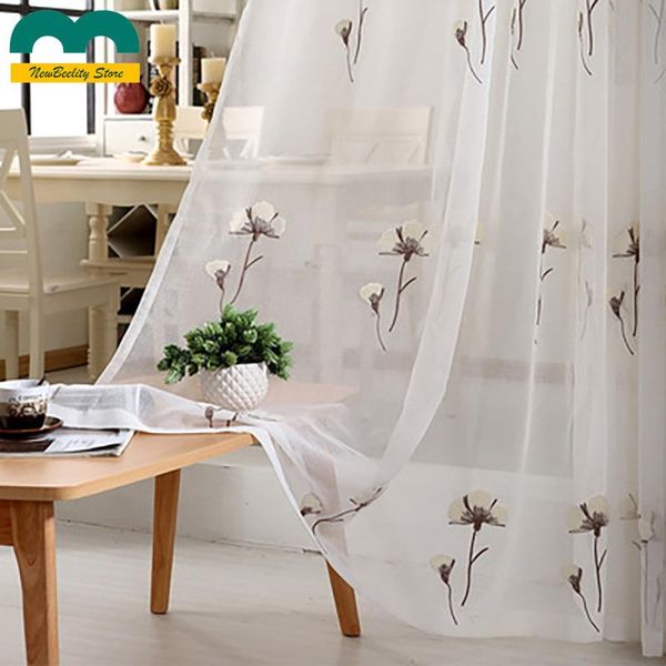 

curtain & drapes modern and simple cotton linen light luxury translucent embroidered window screen curtains for living dining room bedroom