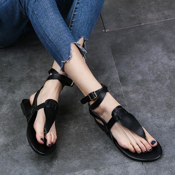 

fashion sandals women flat peep toes solid color 2021, Black