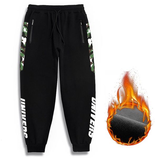 

sweatpants men cotton patchwork pants velvet hip hop winter plus size -7xl fashion gym jogging loose casual jogger men's, Black