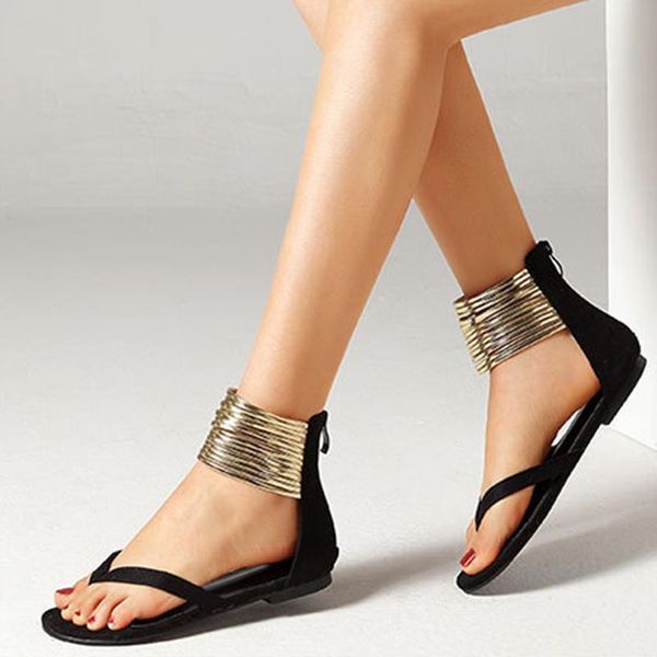 

sandals women's 2021 flat fashion summer shoes large size 41 casual women, Black
