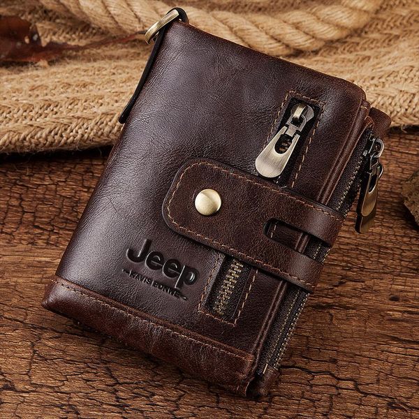 

genuine leather men wallet coffee coin purse mini card holder chain portfolio portomonee male walet support dropshiping, Red;black