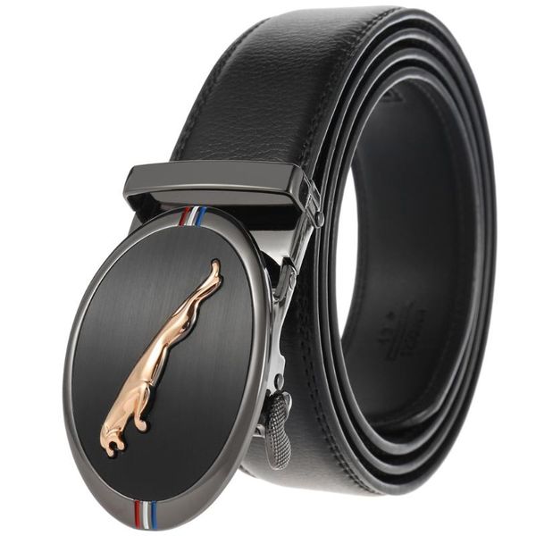 

belts automatic leopard buckle men's belt genuine leather trouser male for men designer western fashion, Black;brown