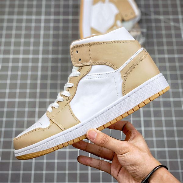 

shoes jumpman 1 tan gum basketball mens 1s hemp yellow white sports sneakers
