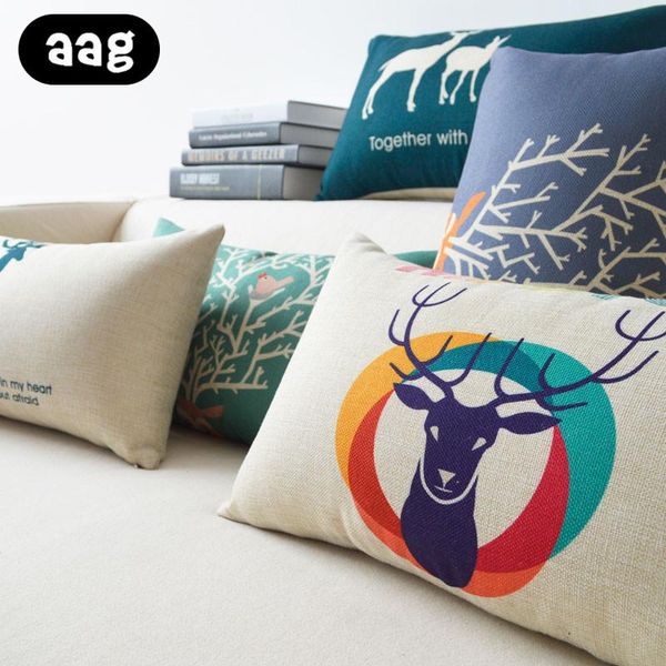 

pillow aag cartoon rectangular elk throw cushion nordic office car chair bed back headrest waist home decor