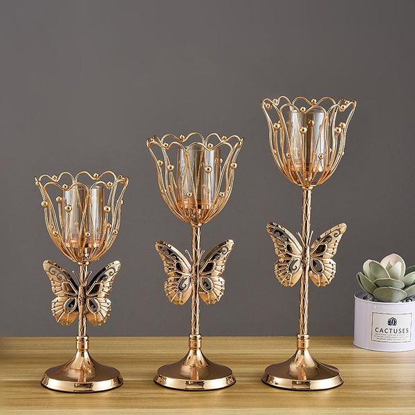 

candle holders 1pc nordic iron candlestick vintage hollowed flower holder home wedding dinner table ornament