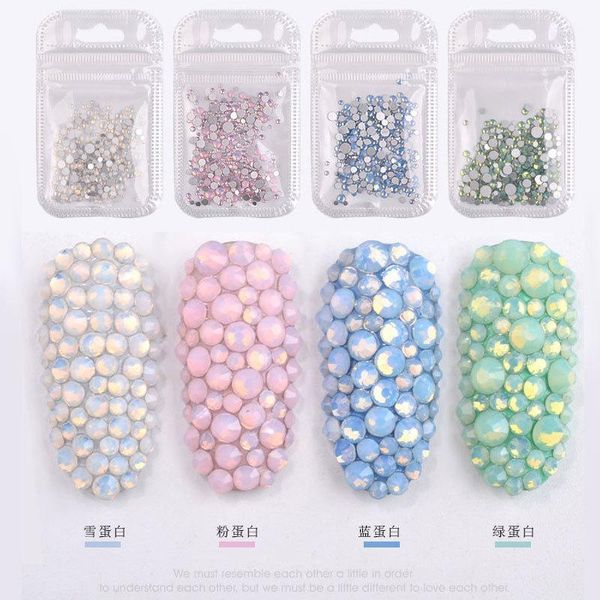 

1bag 3d opal jelly nail art rhinestone mix size flat back diy decoration 4 colors available1, Silver;gold