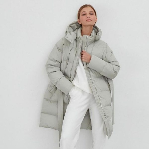 

women's down & parkas berry fashion casual thick hooded women elegant loose solid coats tie belt mid length cotton jackets ladies, Black