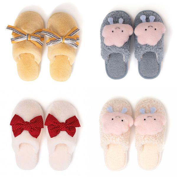 

newly girl shoes bowknot autumn winter clouds cute home cotton slipper white black grey women warm breathable fashion all inclusive plush sl