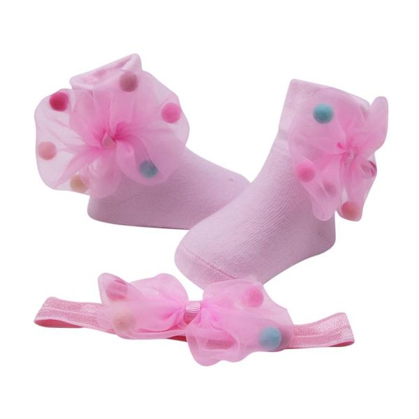 

socks floral baby girls +1pc hair belt toddler bow anti-slip accessories bebes accesorios recien nacido, Pink;yellow