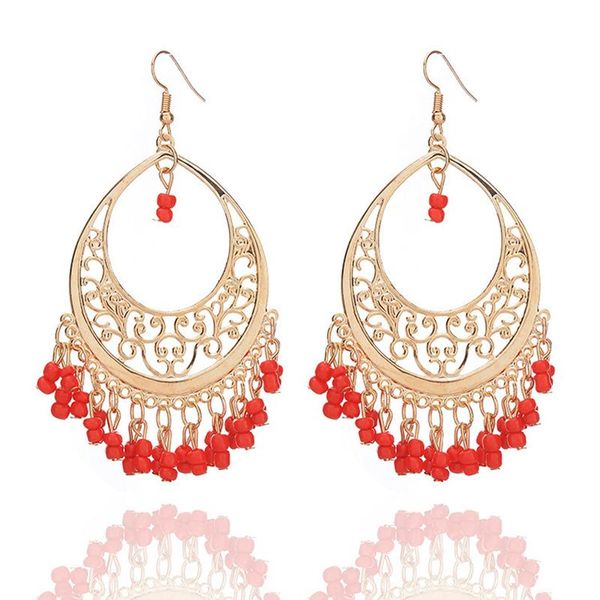 

dangle & chandelier boho fashion vintage earrings 2021 trends celebrities temperament hollowed out water drop measly tassels hanging, Silver