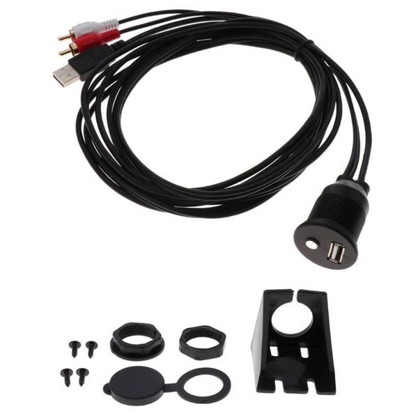 

car organizer flush panel mount cable usb3.0 aux male female 2rca
