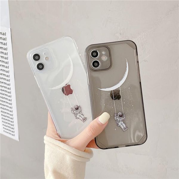 

cell phone pouches cute cartoon astronaut star space case for 11 pro max xs xr x 12 mini 7 8 plus clear soft tpu shockproof back cove