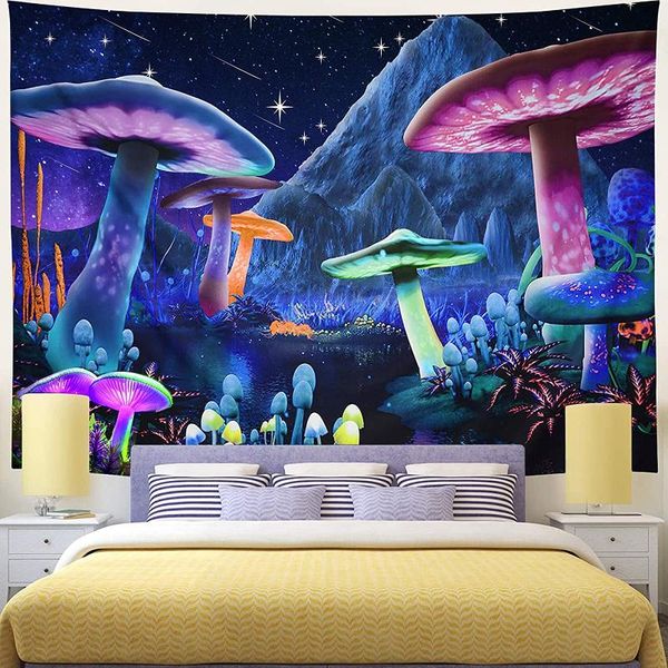 

tapestries 230*180cm mushroom tapestry starry sky trippy wall fantasy plant hanging for home decor